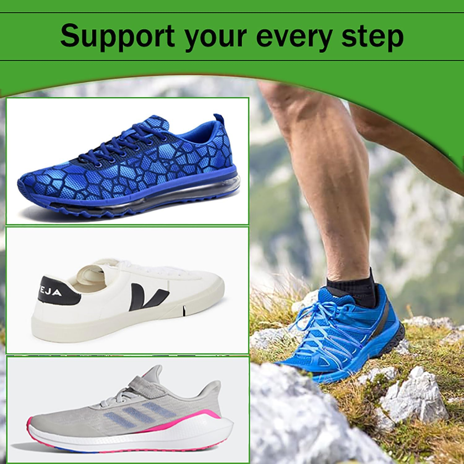 1Pair Arch Support Insoles, High Arch Support Orthotic Insoles, Shoe Insoles Men Women, Plantar Fasciitis Relief, Orthotic Sports Insole, Arch Support Inserts for Flat Feet Heel Pain Spurs（35-40） image number 5