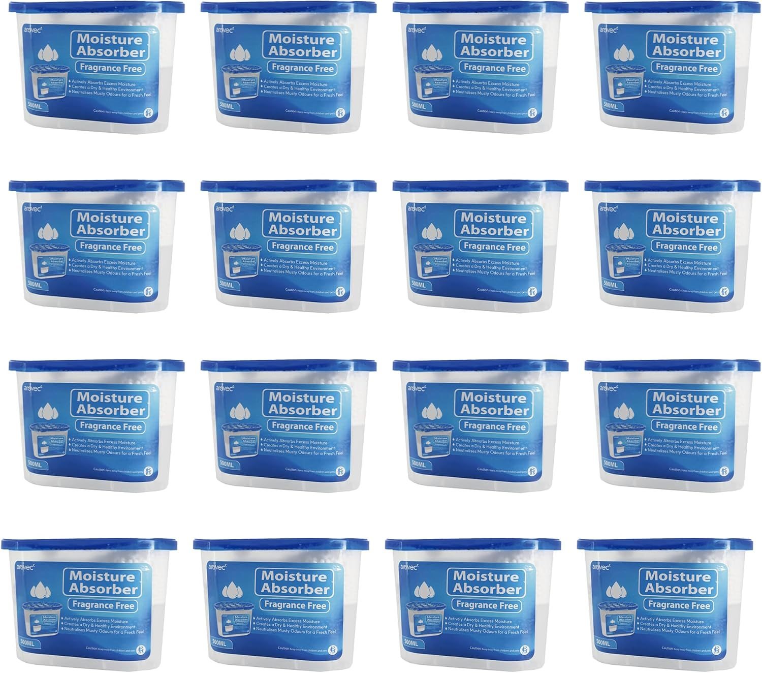 Arovec Moisture Absorber Dehumidifier, Unscented 8 Packs Portable for Wardrobes and Closets, Kitchen, Bathrooms, Laundry Rooms (500Ml) image number 2