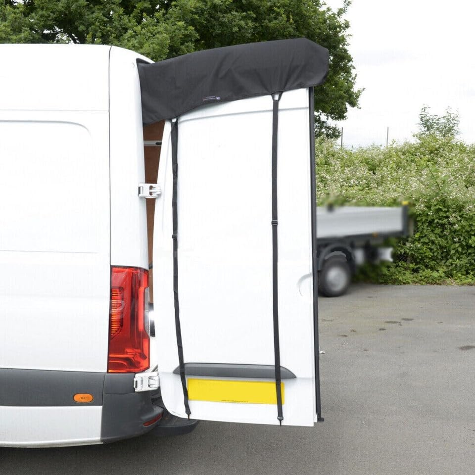 Rear Snow Door Awning Cover, Cover for Rear Barn Door, Sun Protection for Mercedes Benz Sprinter High Roof-Black
