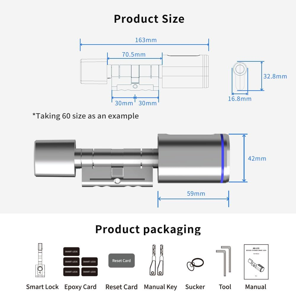 Intelligent Door Locks Fingerprint IC Card Key Cell Phone Application Household Intelligent Electronic Locks Applicable to Wooden Iron Security Door - Black image number 4