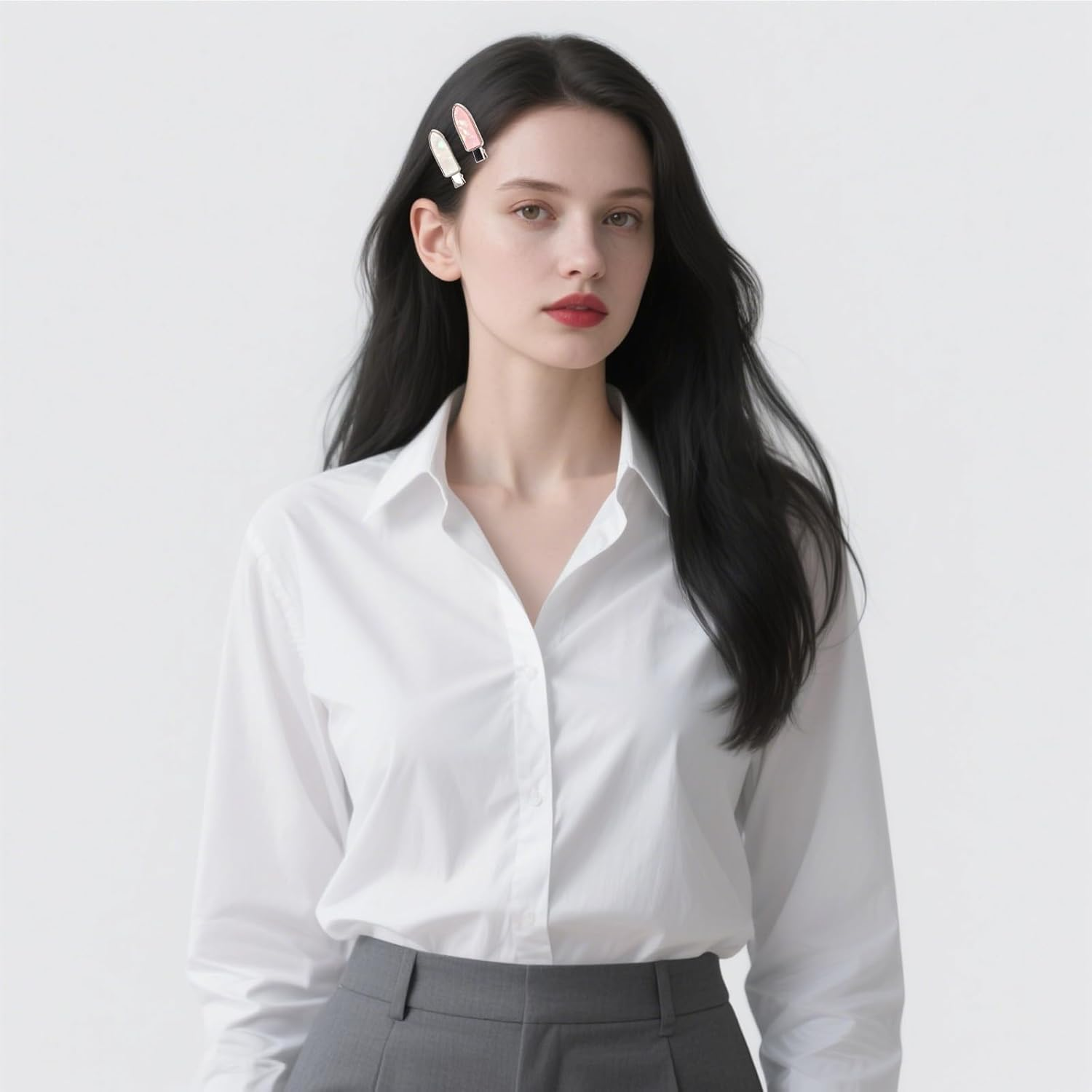 EXIPSAT Hair Clips Set (3 Pairs), Shiny Hair Clips, without Bend, Hair Clips for Women, 3 Colours (Pink, White, Blue) image number 6