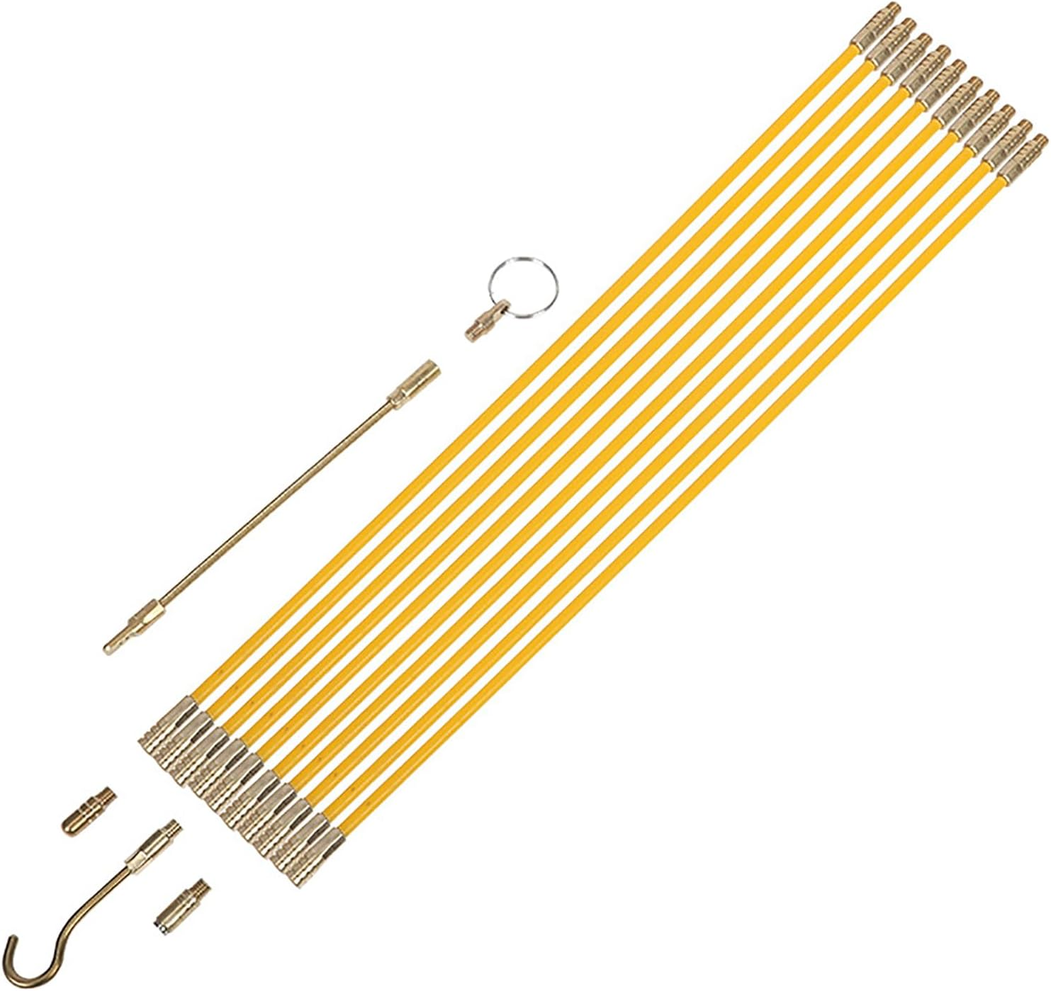 BEANPRECOY 12 Pcs 4Mm Fiberglass Running Electrical Wire Cable Pulling Fish Tape Kit, Wire Fishing Tools Fish Tape Wire Puller through Wall Cable Snake Fish Rods Kit, with Brass Connectors image number 6