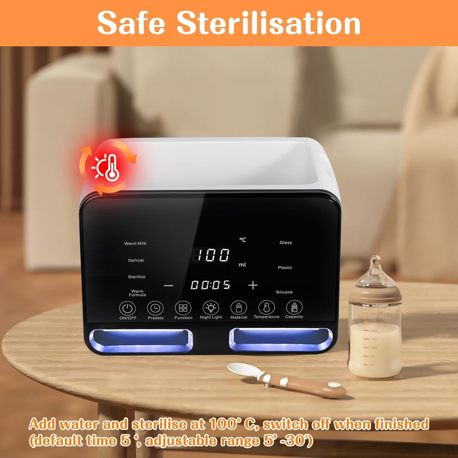 Baby Bottle Warmer,Bottle Sterilizer Double Bottle Warmer, Precise Temperature Control with LED Display and Defrost Function. image number 2