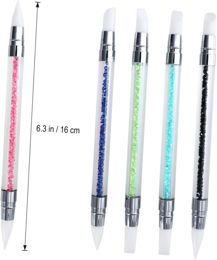 HAMPPLIES 5Pcs Nail Art Engraving Pen Set Acrylic Rhinestone Handle Pointillism Pen for Gel Polish Nail Art Tools Dotting Tool