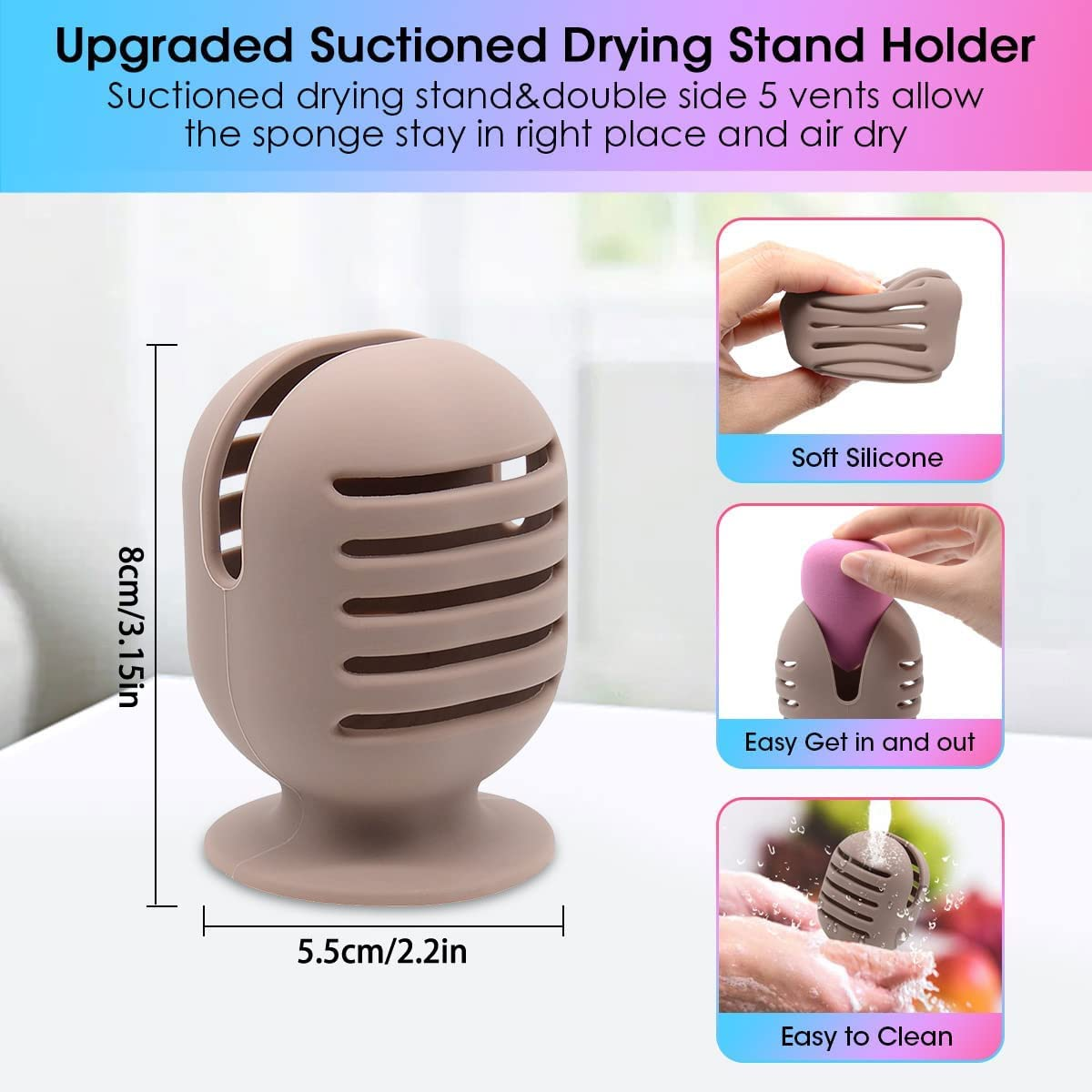 4 PCS Travel Makeup Brush Holder, Silicone Magnetic Beauty Sponges Case - Anti-Fall Out, Reusable Makeup Sponge Case & Cosmetic Brush Holder for Girls image number 1