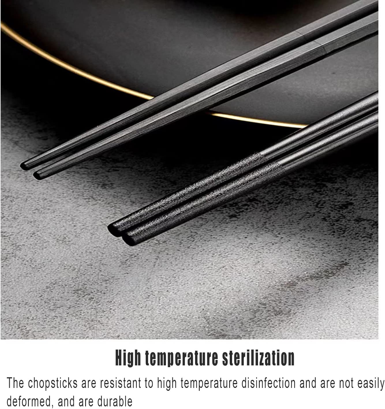 Chopsticks, Reusable Chopsticks, 5 Pairs Dishwasher Safe Metal Chopsticks, Easy to Use, Square Lightweight Chop Sticks, Gift Set