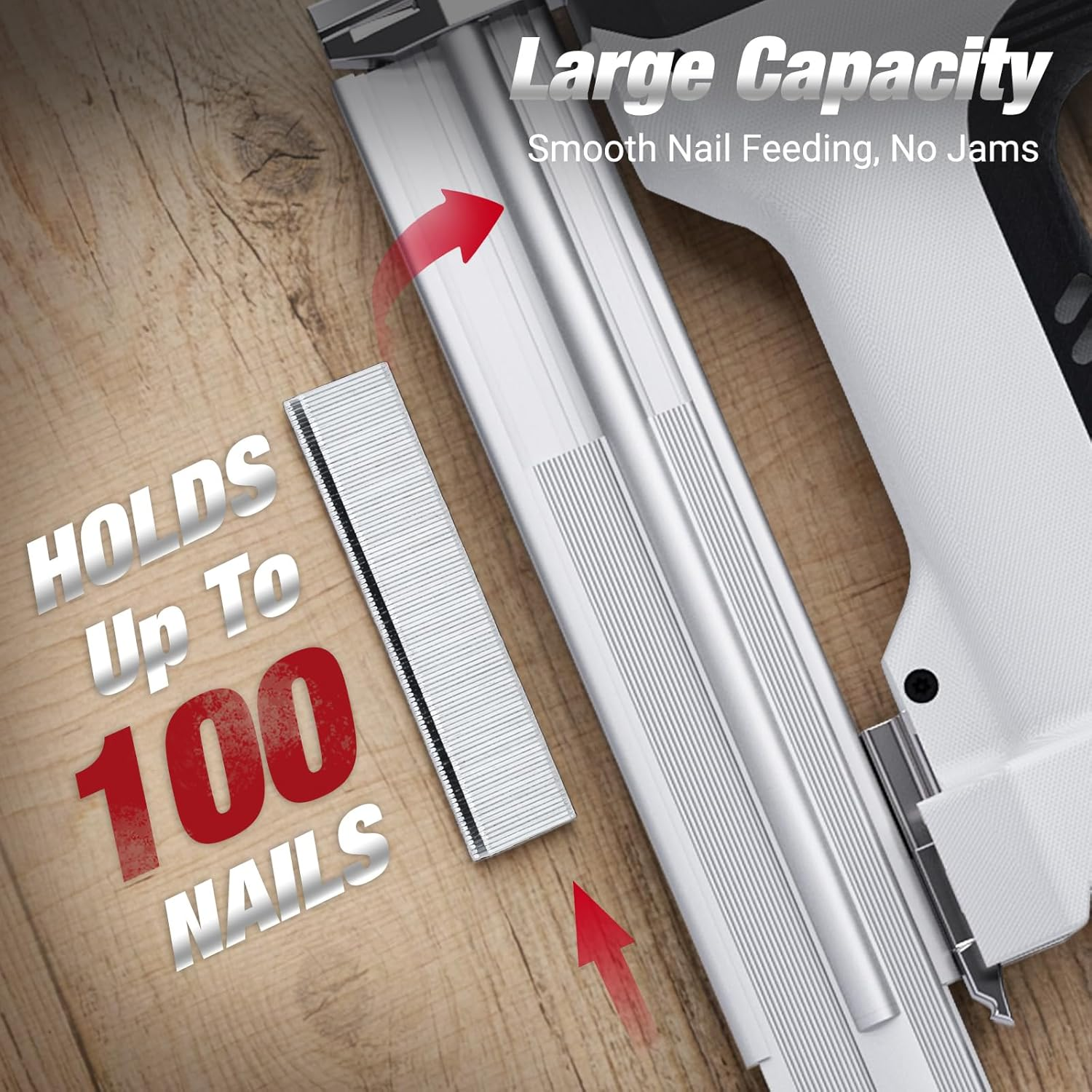 Advwin Brad Nail Gun, 2 in 1 Electric Nailer/Staple Gun, 18 Gauge Cordless Brad Nailer with 1000Pcs Straight Nails/Staple, 2 Nailing Modes, for Woodworking, Material Repair, DIY, Home Improvement image number 5