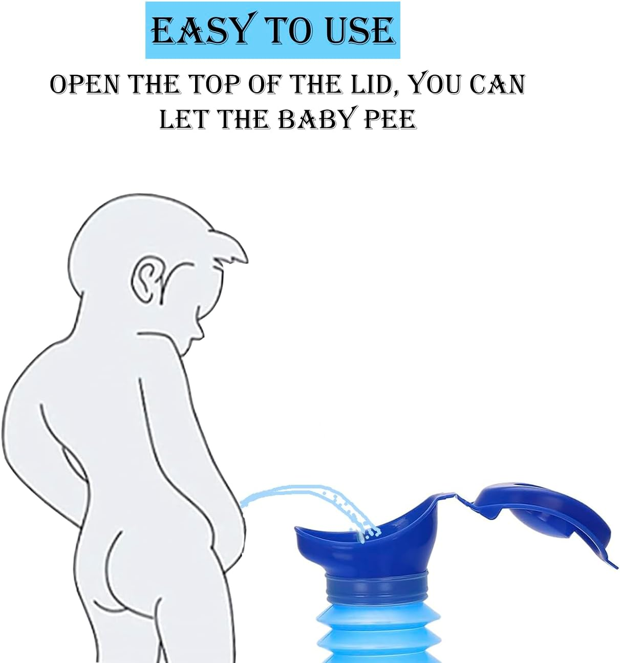 Emergency Urinal for Kids Adult，Portable Reusable Outdoor Urinal Potty Pee Bottle, Outdoor Shrinkable Urinal for Travel, Camping, Hiking, Traffic Jam and Queuing-2 Pack 750Ml - 2 Black image number 3