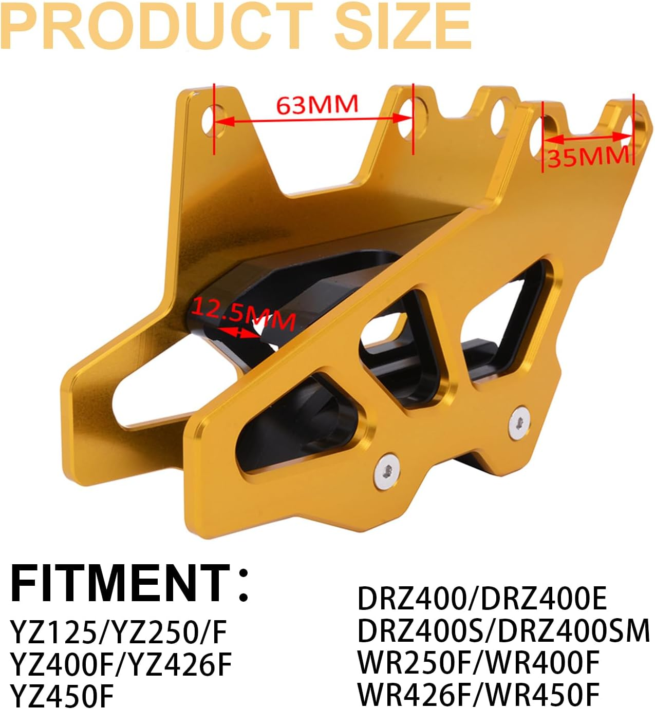 Anxin Motorcycle Chain Guide Guard Protection CNC for DRZ400 DRZ400E DRZ400S DRZ400SM DRZ250 RM125 RM250 RMZ250 RMZ450 RMX450Z Gold image number 4