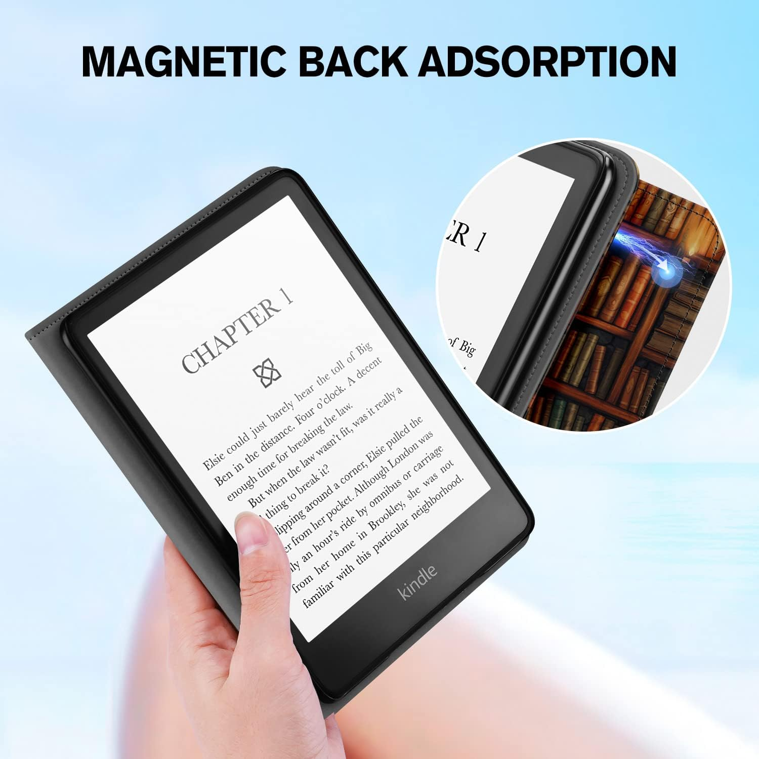 Ayotu Stand Case for Kindle Paperwhite 2021 - with Auto Wake/Sleep, Premium PU Leather Cover with Hand Strap, Only for 6.8" Kindle Paperwhite 11Th Generation 2021 and Signature Edition,The Library image number 4