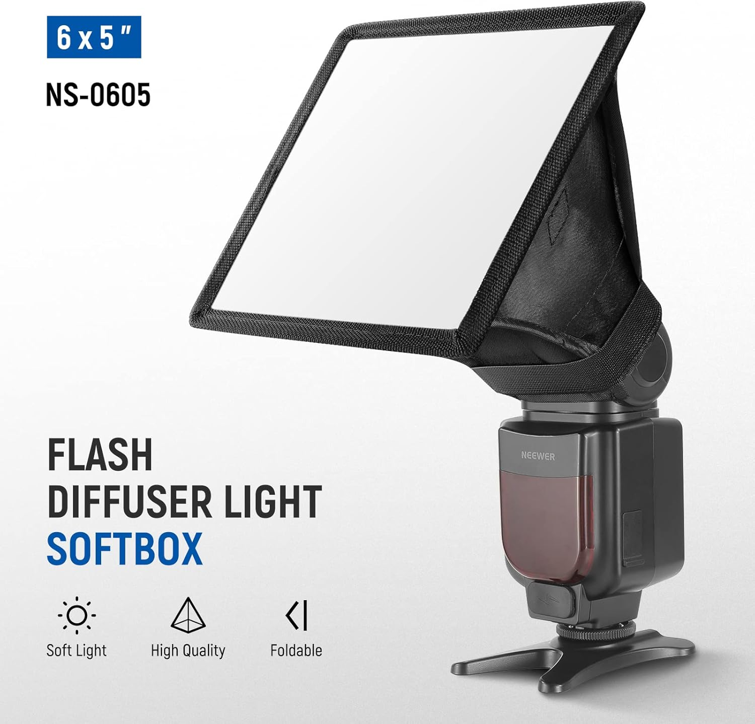 NEEWER Flash Diffuser Light Softbox 6" X 5", Universal, Collapsible with Storage Pouch Compatible with Canon Nikon Sony Godox Yongnuo NEEWER Speedlight image number 2