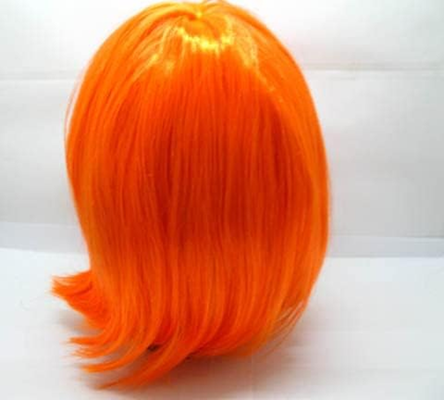 4Pcs Bobo Head Style Neat Bang Short Straight Cosplay Wig Orange