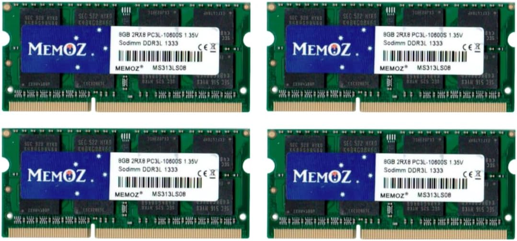 Memoz 32GB (4X8Gb) DDR3 1333 Notebook RAM PC3 10600 Laptop Memory Sodimm 5 Years Warranty