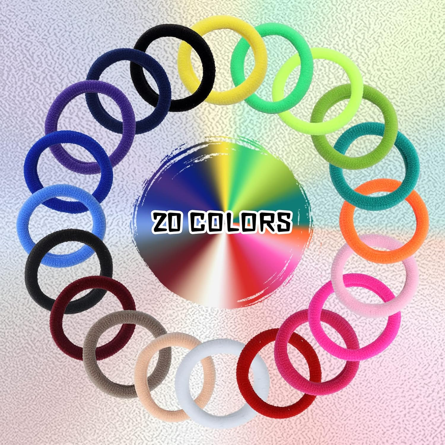 200 Pack Small Terry Cloth Knit Stretchy Wide Thick Colorful Hair Ties Scrunchies Elastics Hair Bands Ties Candy Hair Rubber Bands for Thin Curly Hair Ponytail Holder Hair Accessories for Women Girls image number 2