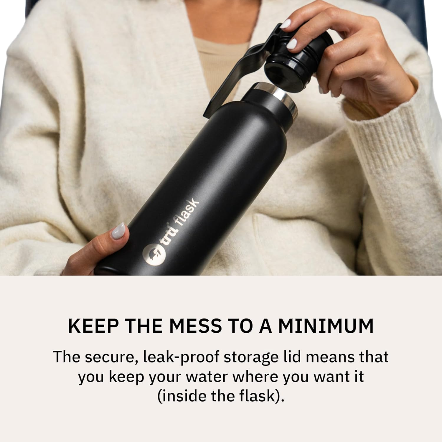 Trtl Travel Water Bottle Flask- Insulated Water Bottle That Keeps Drinks Cool for up to 24 Hours - Secure, Leak-Proof Lid