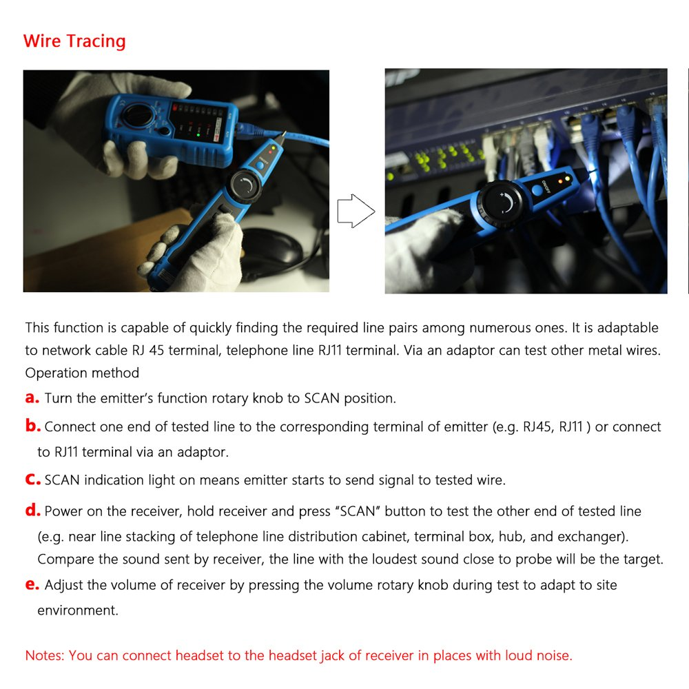 Line Finder, Eacam Multi-Functional Handheld Wire Tester Tracker, Line Finder Cable Testing Tool for Network Maintenance image number 3