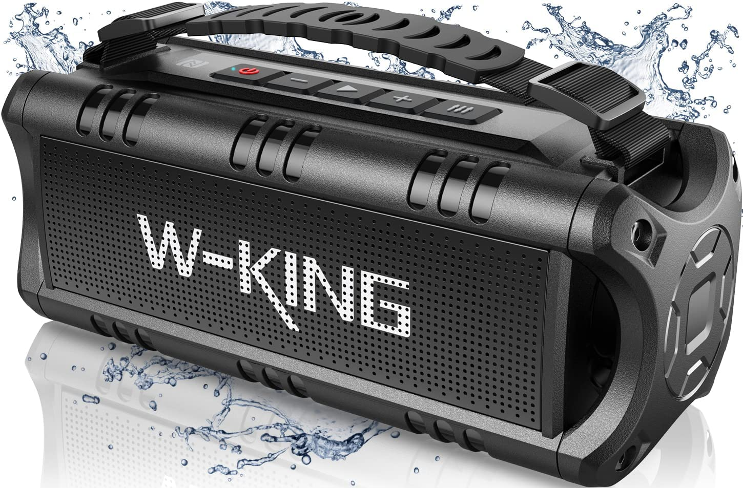 Bluetooth Speaker, W-KING 60W Peak 30W RMS Portable Wireless Speakers, Waterproof Speakers with Punchy Bass, 24 Hours Playtime, NFC, TF Card, USB Playback - Loud Speaker for Home, Party, Outdoor image number 6