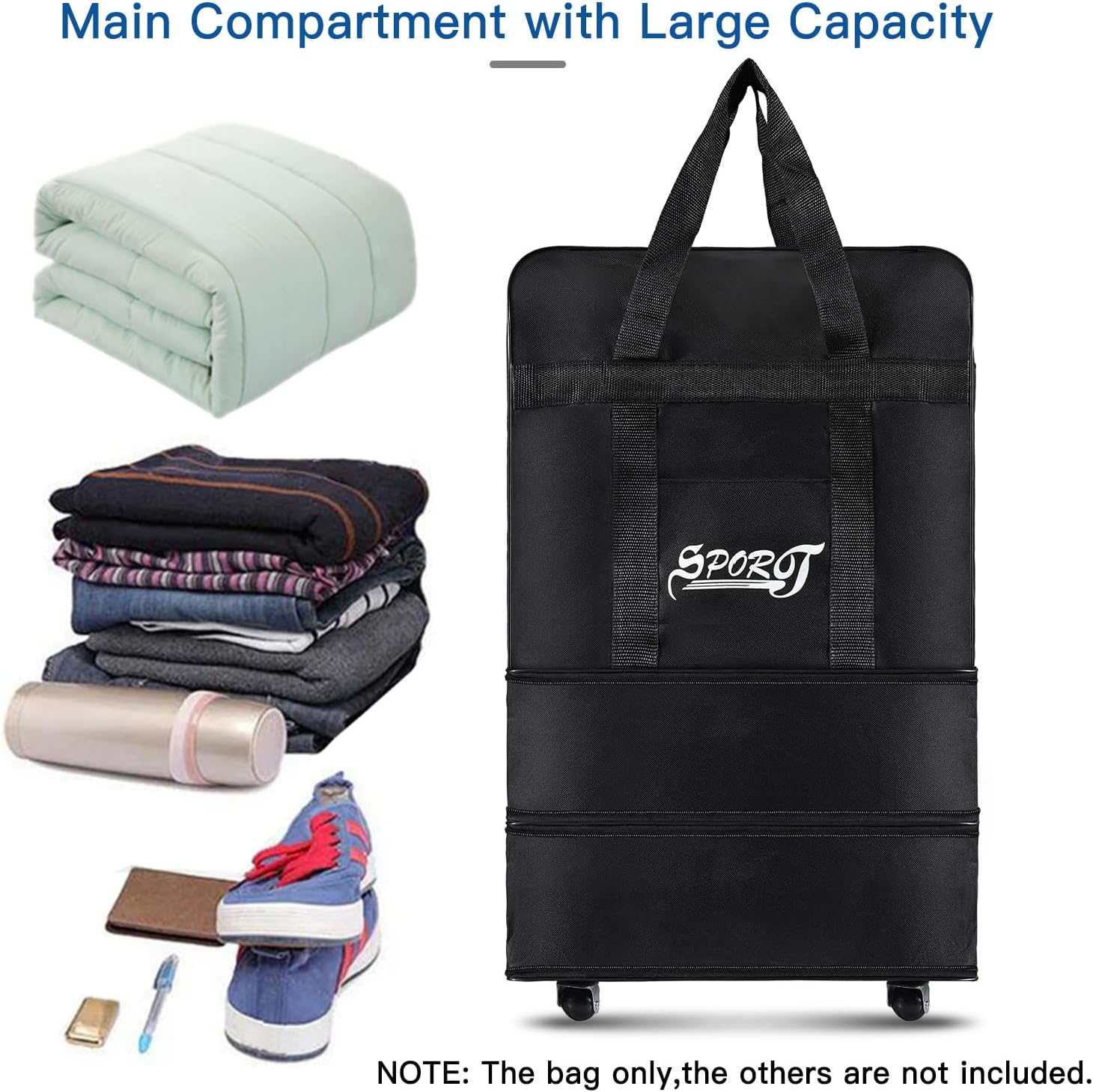 Walmeck Expandable Foldable Suitcase Collapsible Rolling Travel Luggage Bag for Men Women L image number 3