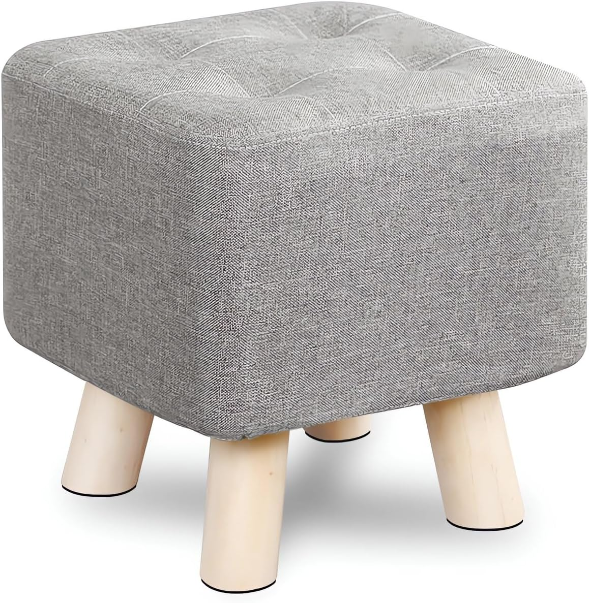 Modern Ottoman Footstool with Wooden Legs, Multiple Colours Available, Square A181 (B Gray)