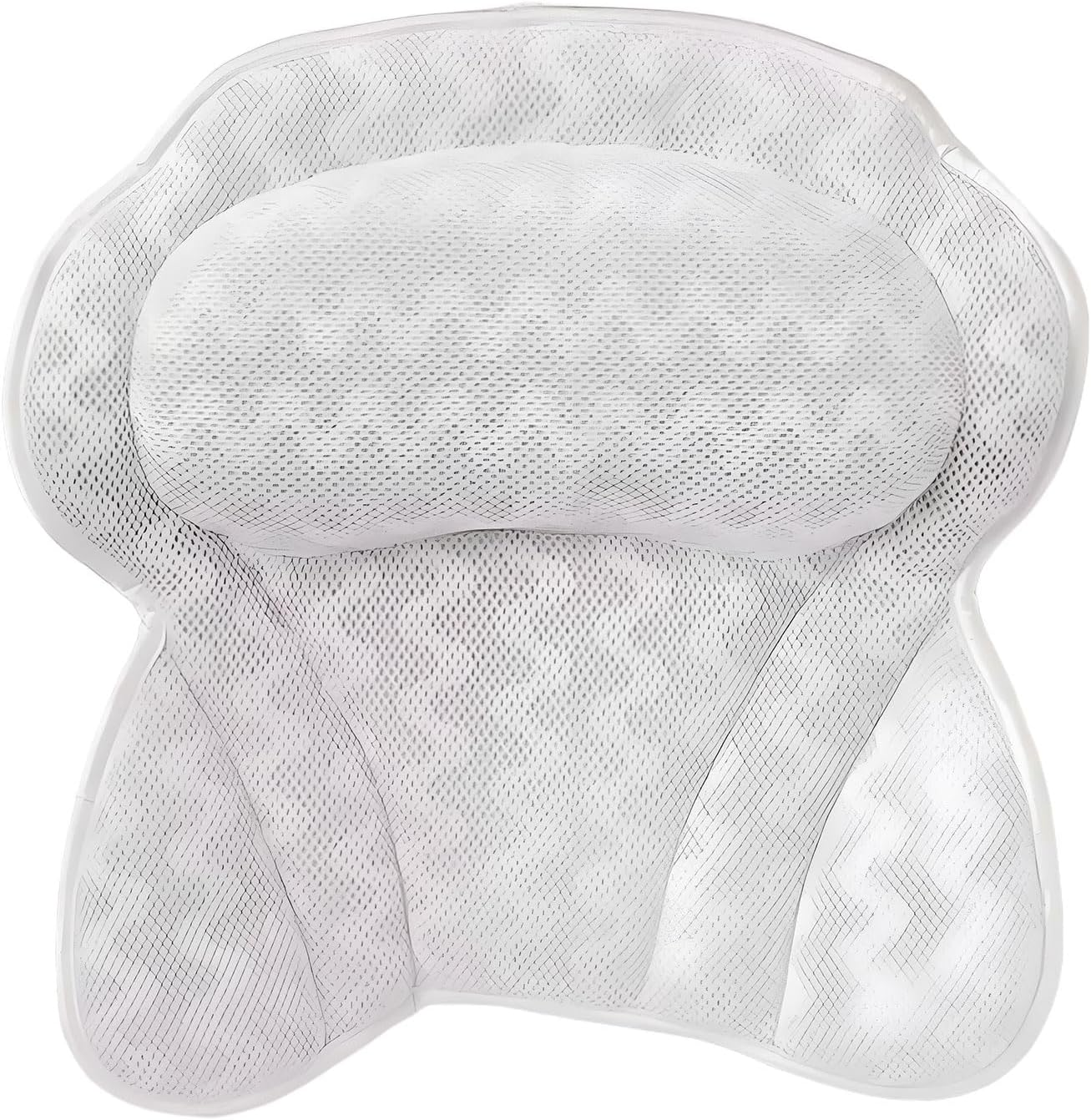 Bath Pillow for Bathtub with Head and Neck Support, 6 Strong Grip Suction Cups for Non Slip, 3D Air Mesh Fabric Soft- Povtor