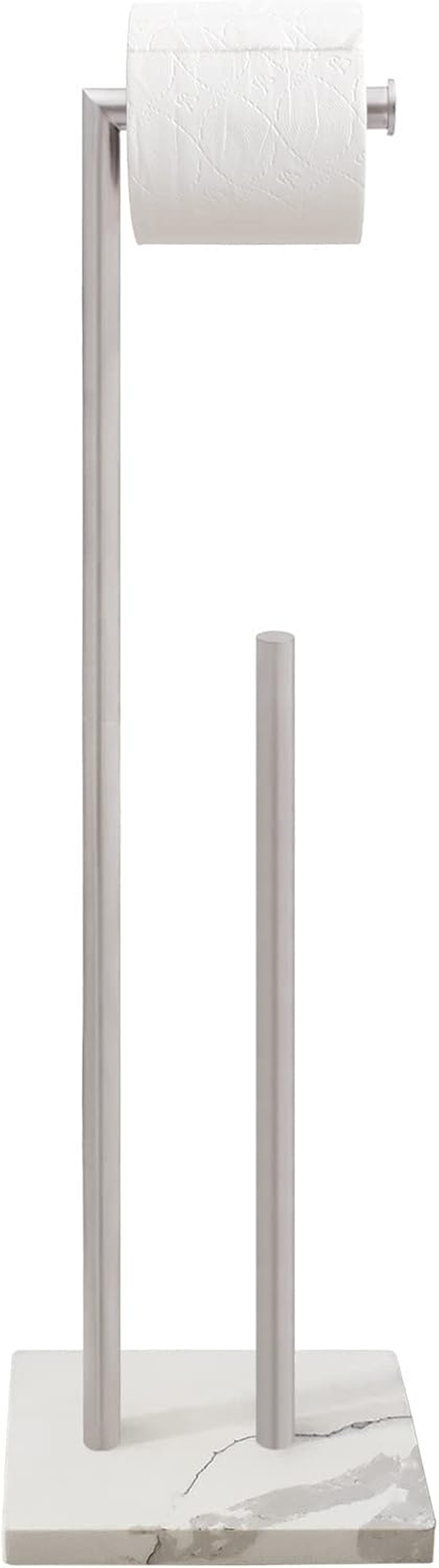 Gzila Free Standing Toilet Paper Holder Stand with Reserve, Heavy Weighted Marble Base Design, Bathroom Stands Tissue Rolls Holder, 304 Stainless Steel Brushed Nickel