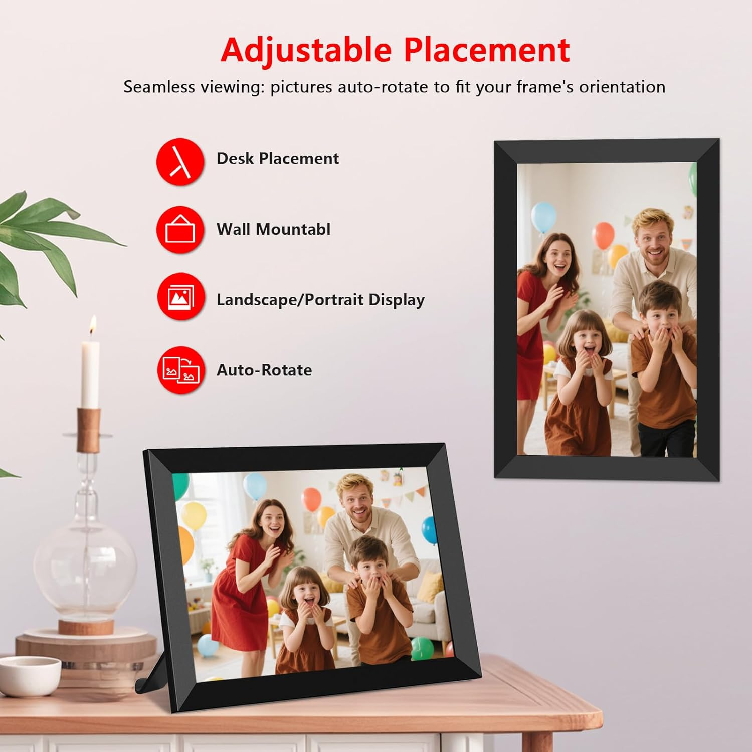 Frameo 10.1 Inch Wifi Digital Picture Frame, 1280X800 HD IPS Touchscreen Digital Photo Frame Electronic, 32GB Storage, Auto-Rotate, Wall Mountable, Share Photos/Videos via Frameo App from Anywhere image number 1