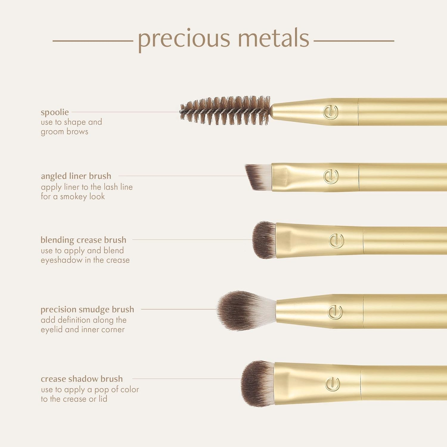 Eco Tools Precious Metals Brightening Eye Makeup Brush Set image number 5