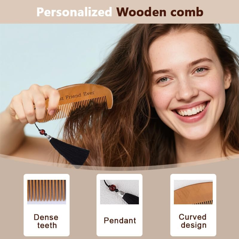 Best Friend Ever Gifts for Women Friends Friendship Gifts for Best Friend Birthday Anniversary Christmas Graduation Gift Bestie BFF Unique Engraved Hair Comb for Friends Gift Ideas image number 4