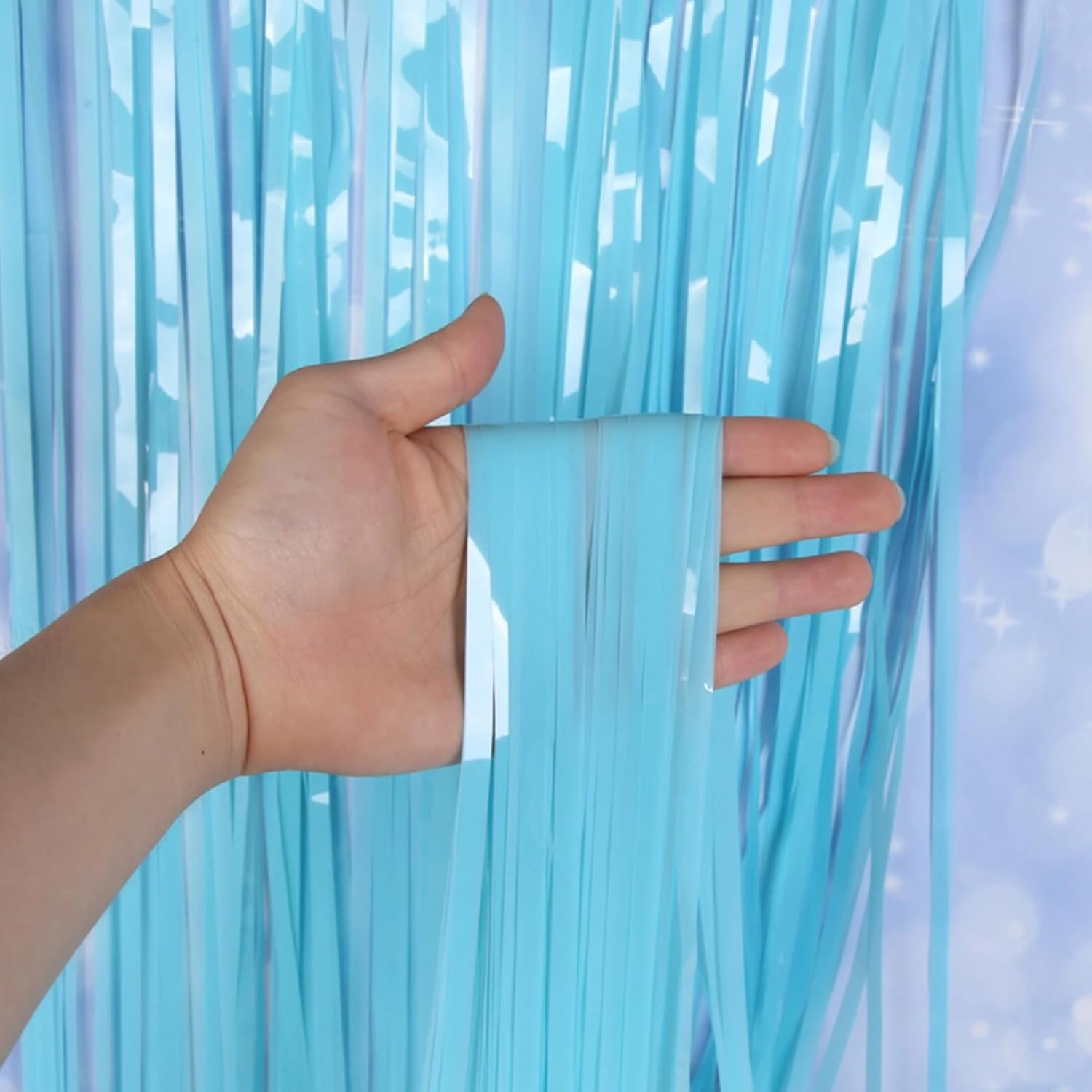 Foil Fringe Curtain Backdrop &ndash; Colorful Metallic Tinsel Streamers for Birthday, Baby Shower, Christmas & Party Decorations (Light Rainbow)