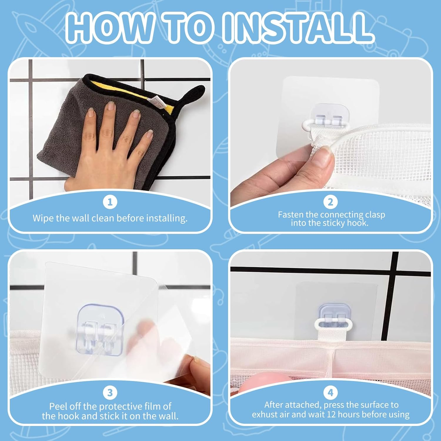 Bath Toy Storage Organizer - 4 Compartment Horizontal Large Openings Bath Toy Organizer for Tub, Capacity Upgrade Storage and Holder, Bathtub Toy Holder for Easy Access and Sorting of Toys image number 6