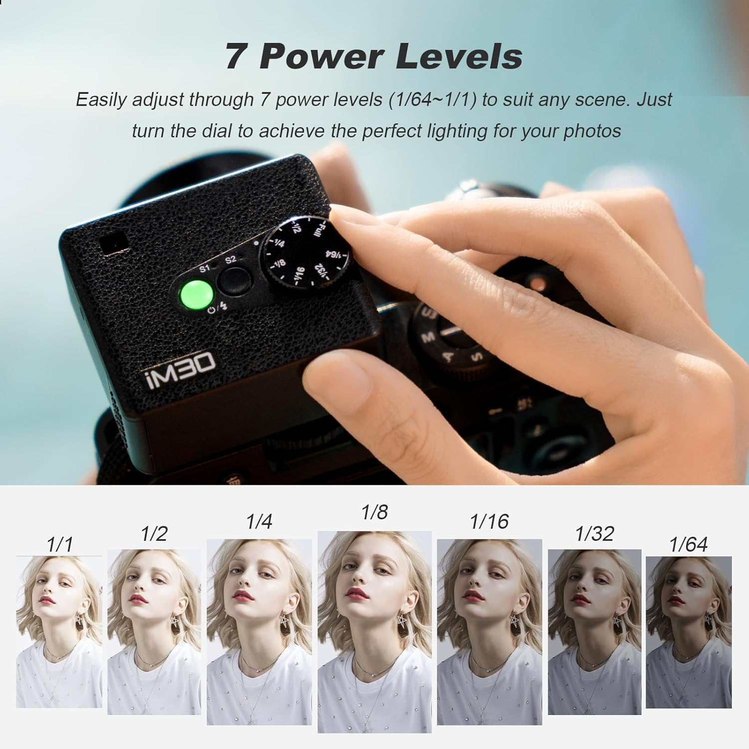 Godox IM30 Mini Pocket Flash Manual Speedlite, S1/S2 Optical Control, Portable Hot Shoe Flash 7 Power Levels 6500 K &plusmn; 200 K Colour Temperature for Sony, Canon, Nikon, Fuji, Pentax (With Tri-Colour image number 6