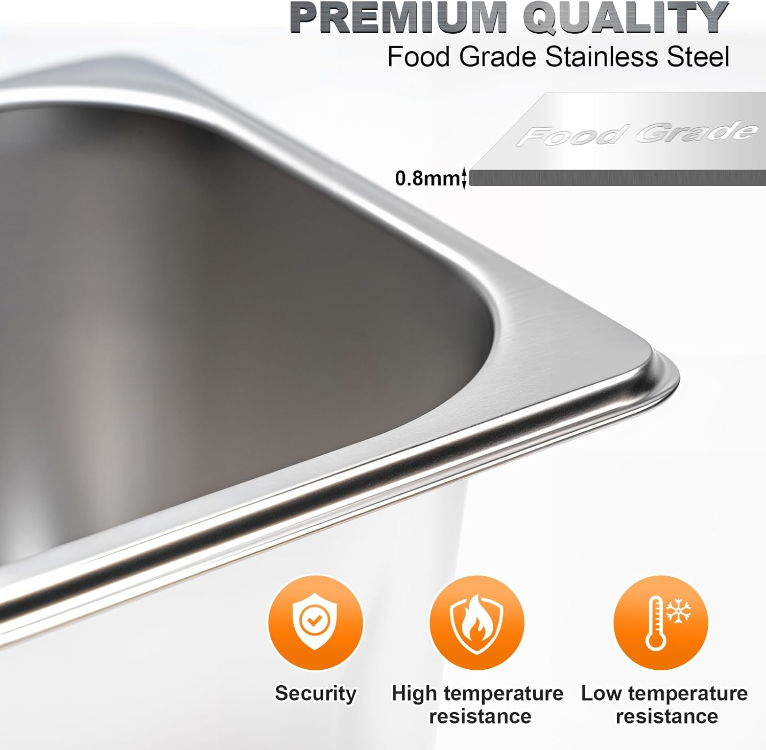 LZONEY 8 Pack Stainless Steel Hotel Pans 1/3 Size X 6" Deep Steam Table Pan with Lids,0.8 Mm Thick anti Jam Pan Stainless Steel Steamer Pan for Party, Restaurant, Hotel image number 1