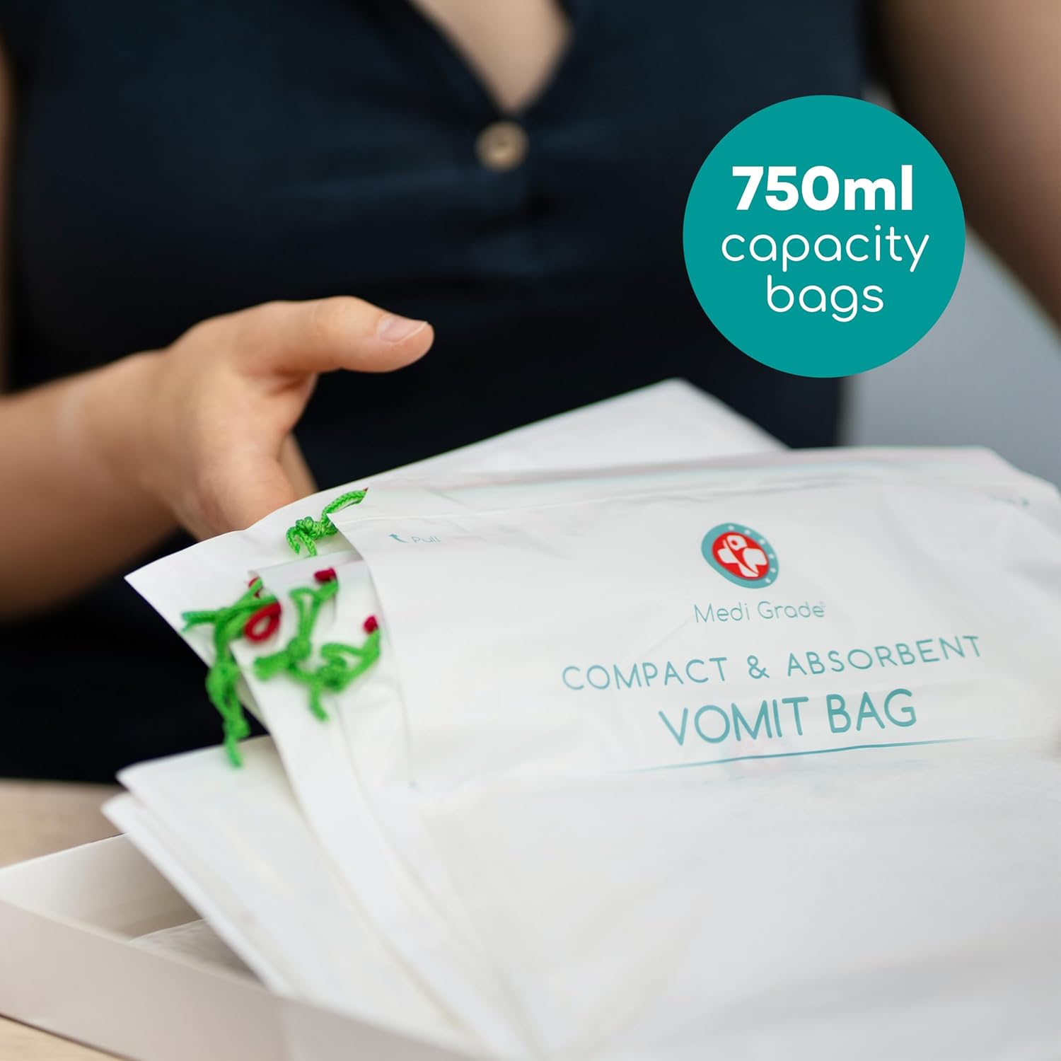 Medi Grade Absorbent Sick Bags &ndash; Leakproof Vomit Bags with Odour Control, Turns Sick to Gel, 750Ml, Pack of 22 image number 5