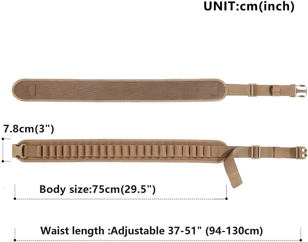 EXCELLENT ELITE SPANKER 24 Rounds Shotgun Shells Bandolier Shotgun Shell Shoulder Holder Shotshells Bandolier Belt(Coyote Brown) - Coyote Brown image number 2