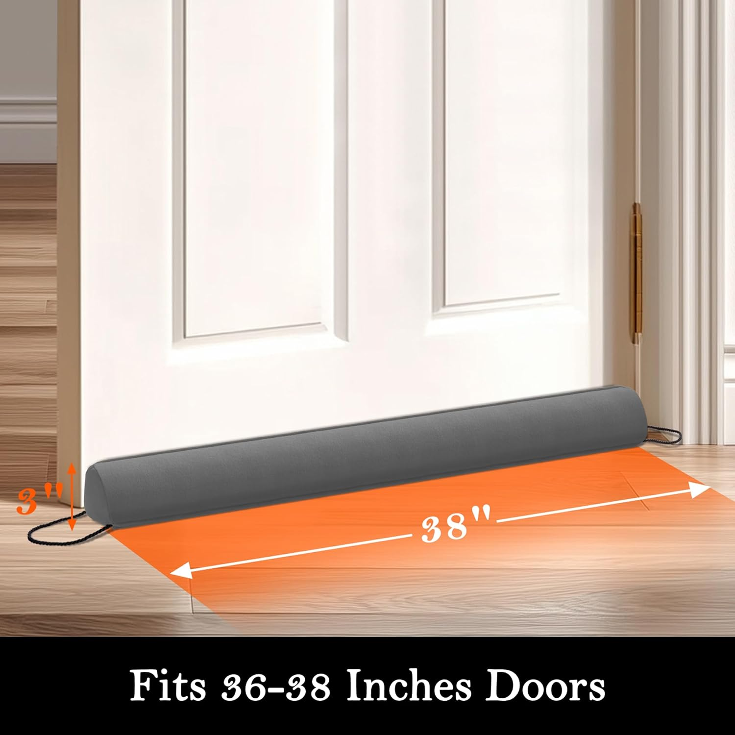 Sunolga 38" Door Draft Stopper Blocks Hot Cold Air with Removable Washable Cover for Gaps up to 3", All-Season Noise, Light, Dust and Wind Seal for the Bottom of Door and Window, Grey image number 6