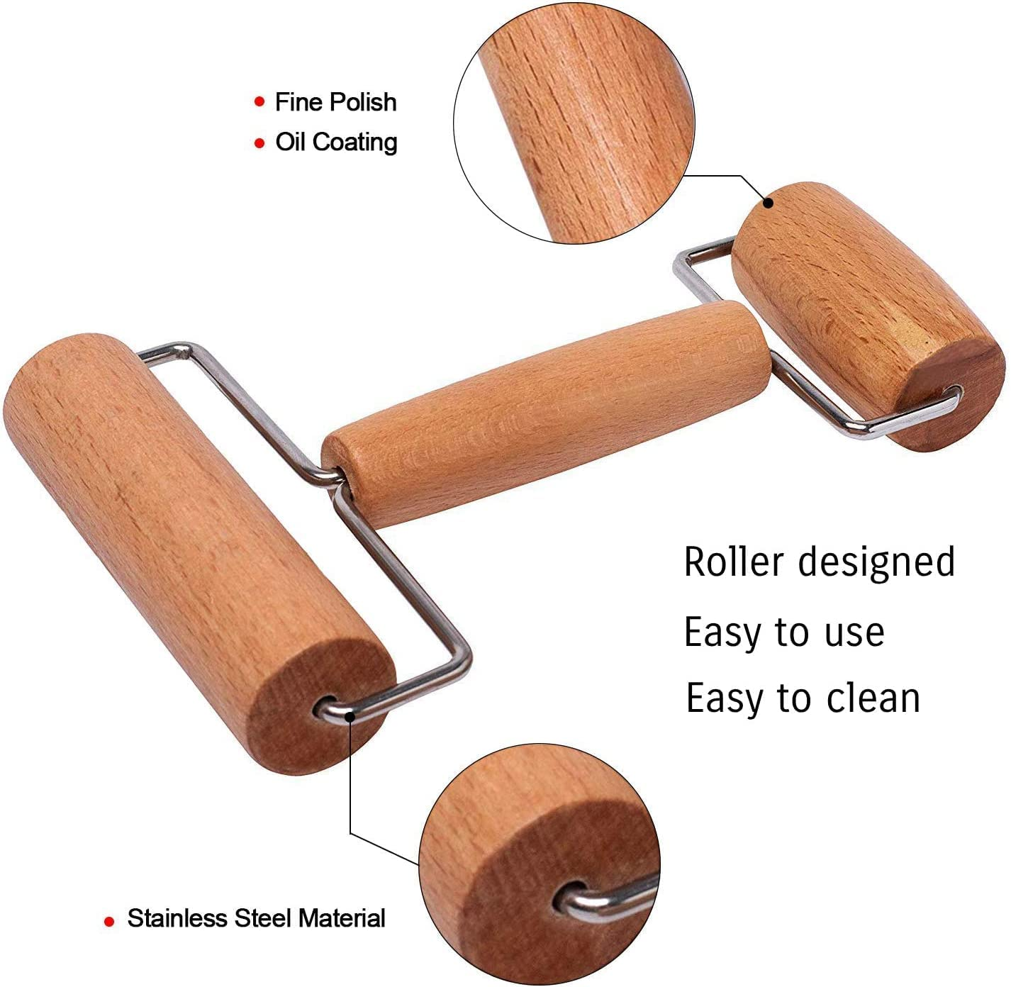 Smooth Rolling Pin - Pastry and Pizza Double Dough Baker Roller Metal Kitchen Utensils Ideal for Baking Dough, Pizza, Pie, Pastries, Pasta and Cookies image number 6