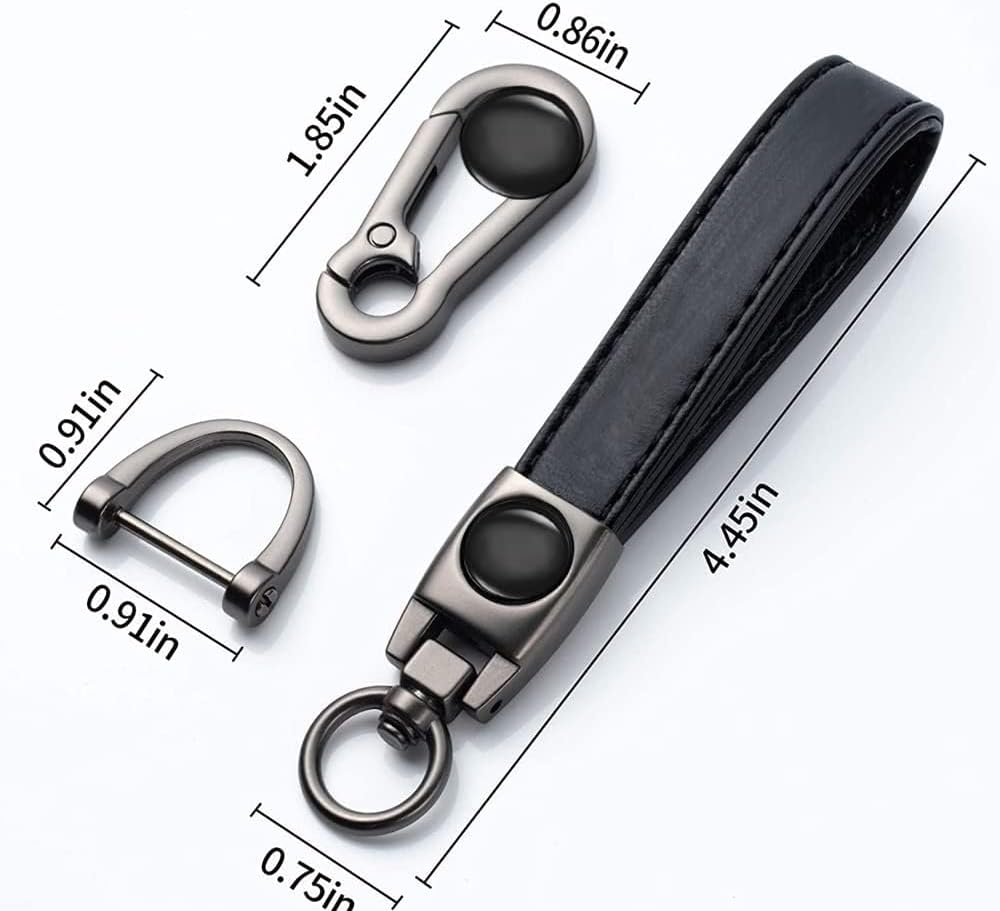 Genuine Leather Car Keychain for Key Ring for Men and Woean,Car Key Chain Accessories Family Present Black