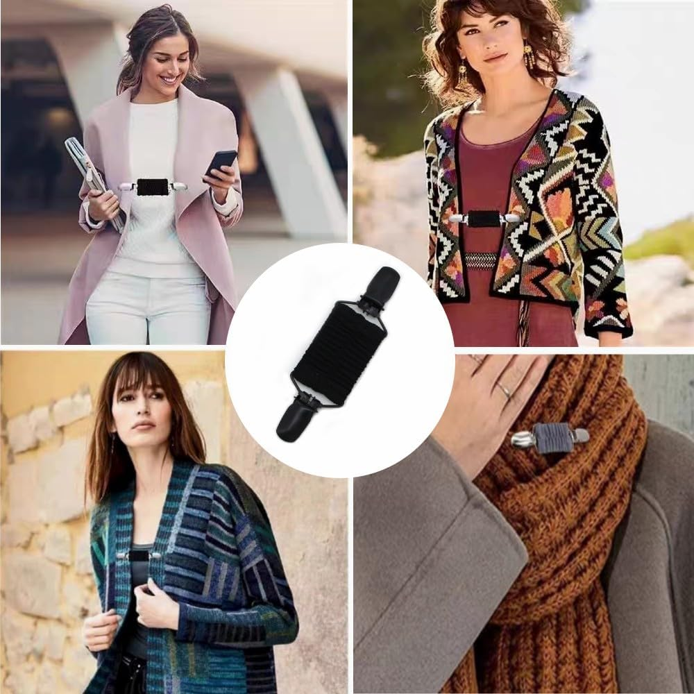 Dress Cinch Clip, 2 Pcs Sweater Clips Shawl Cardigan Collar Clips Scarf Clip Elastic Dress Clips Back Cinch for Women