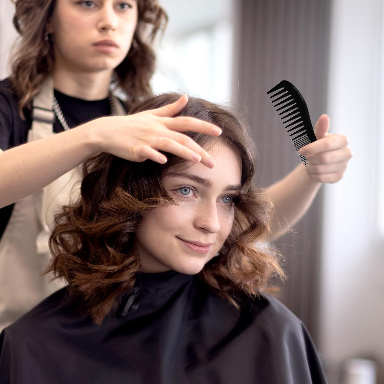 Mabor 4 Pcs Double-Sided Barber Combs, 7.17Inch All-Purpose Hair Grooming Detangling Hair Comb Plastic for Men & Women Wide & Fine Tooth for Professional Hairstyling