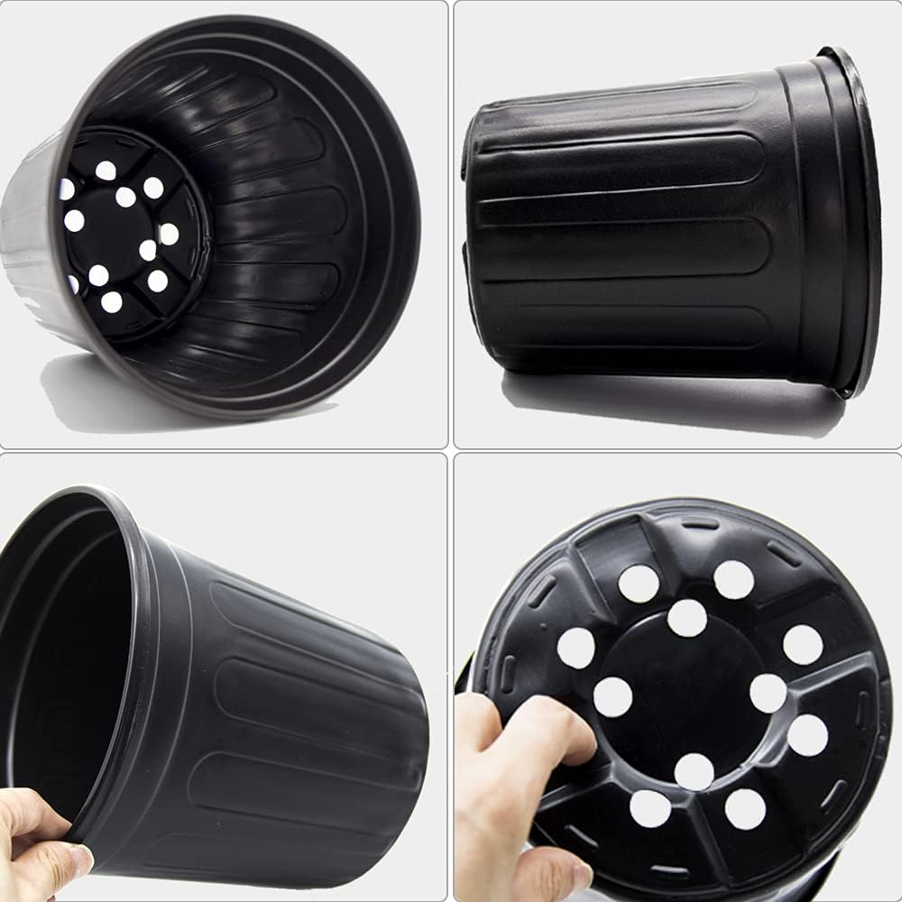 HECTOLIFE 50-Pack 1 Gallon Flexible Flower Plant Nursery Pots, Thickened Soft Plastic Seed Starting Container for Succulents, Seedlings, Cuttings, Transplanting,(Black) image number 2