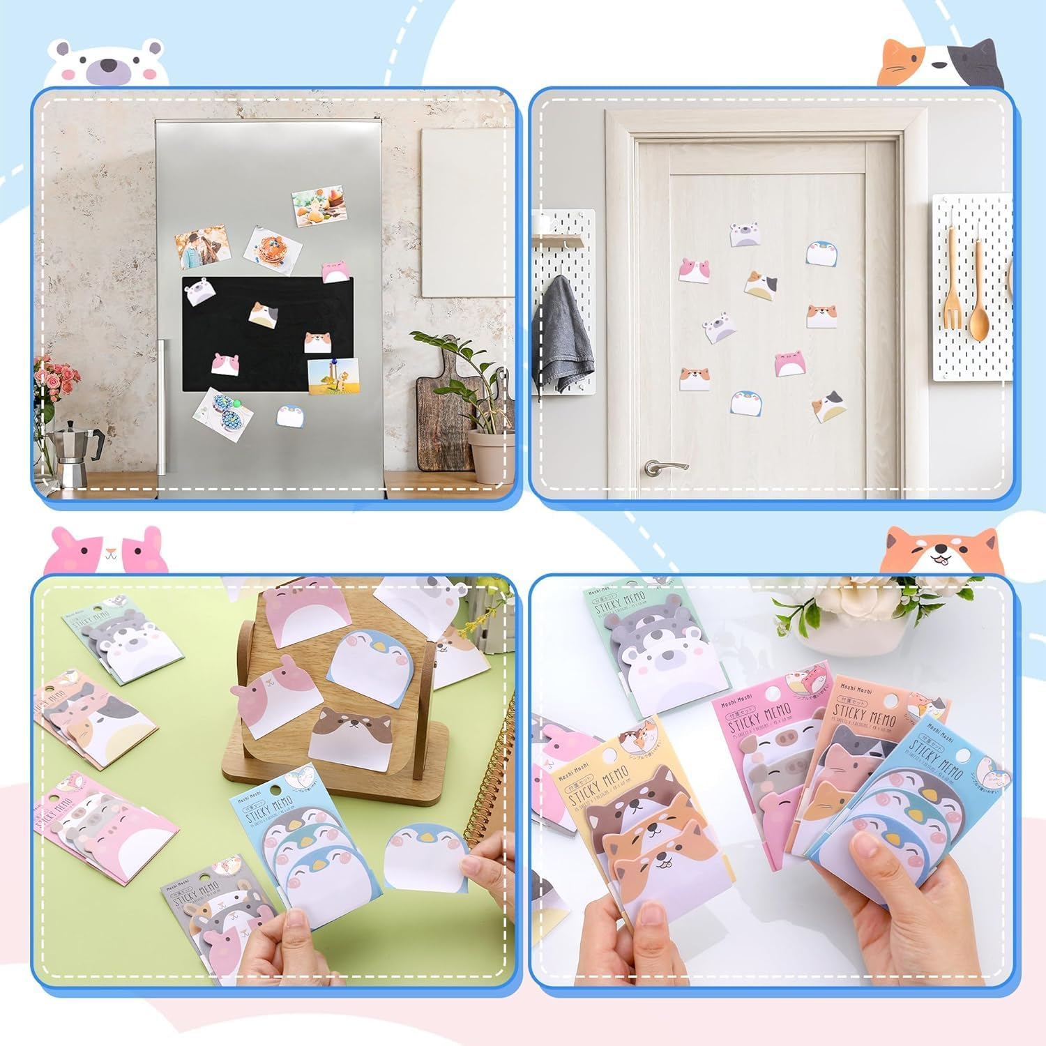 Cute Animal Sticky Notes - Cartoon Sticky Note Memo, Self Stick Note Supplies (6) for Students, Home, Office & Gifts image number 2