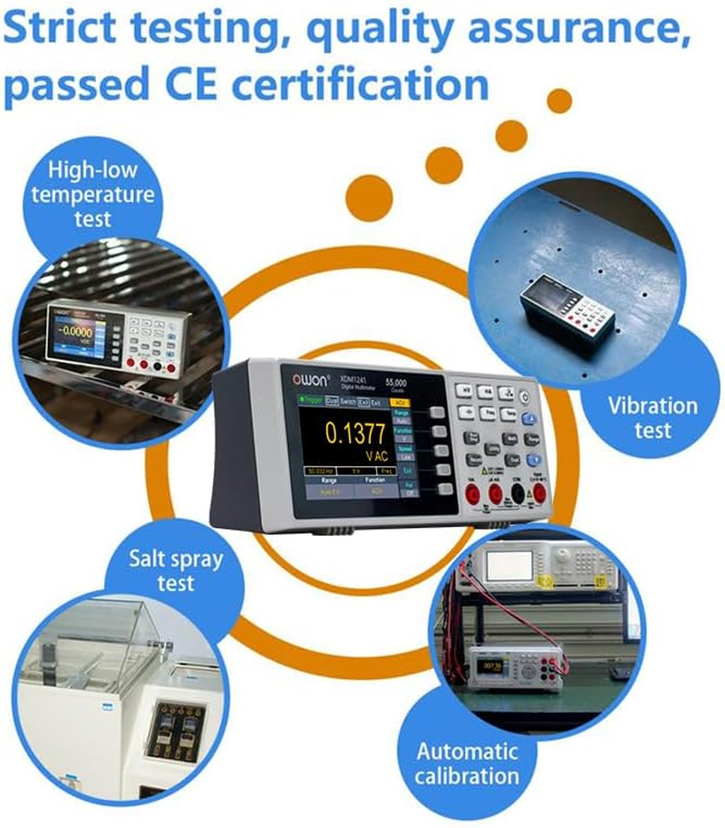 OWON XDM1241 Mini Battery Benchtop Digital Multimeter, 3.7In LCD Desktop Digital Multimeter True RMS Temperature Tester Meter image number 1