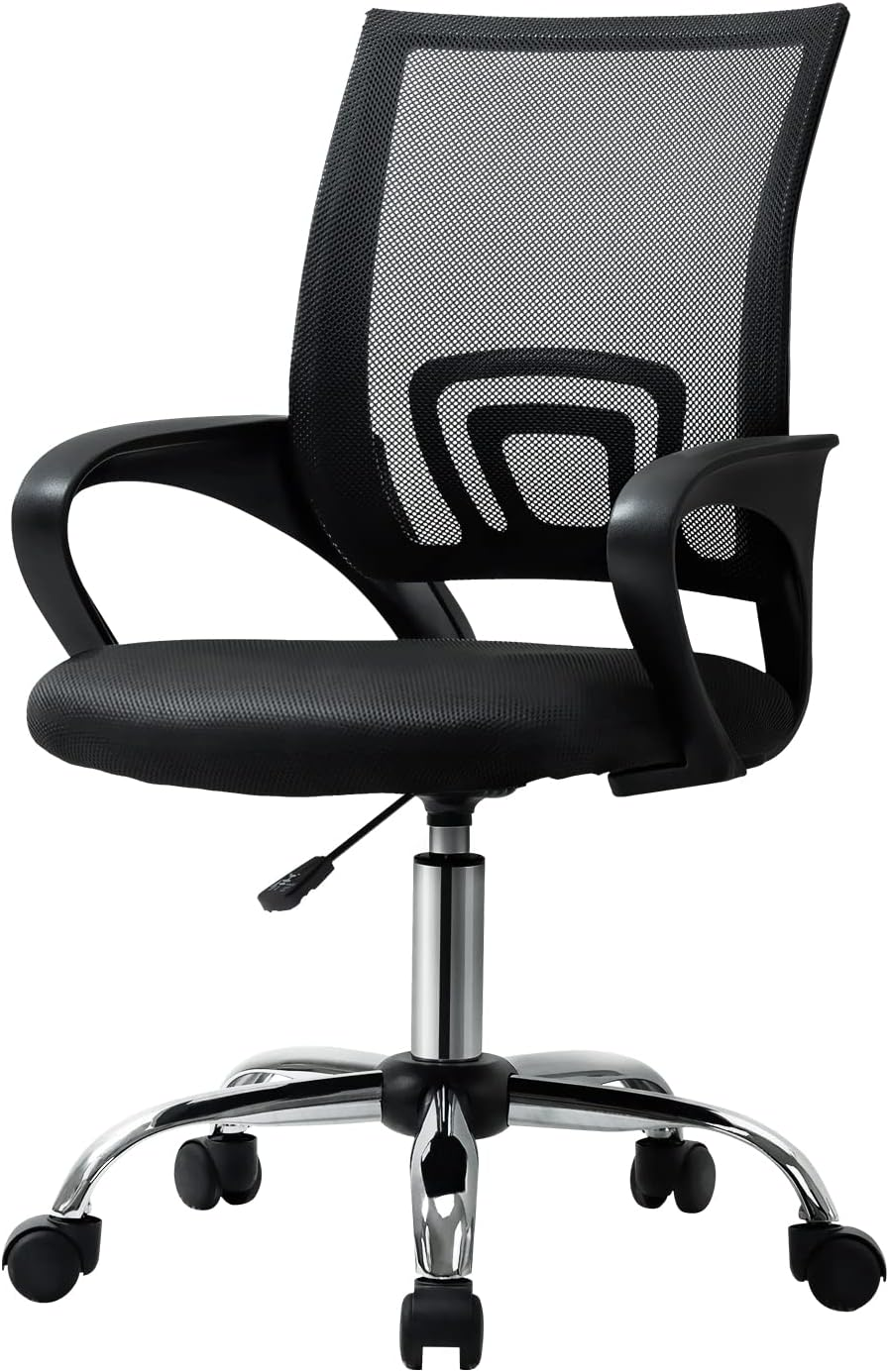 Oikiture Computer Desk Chair with Mid-Back and Lumbar Support Home Office Chair Armrest Swivel Chair for Home and Office Use Black