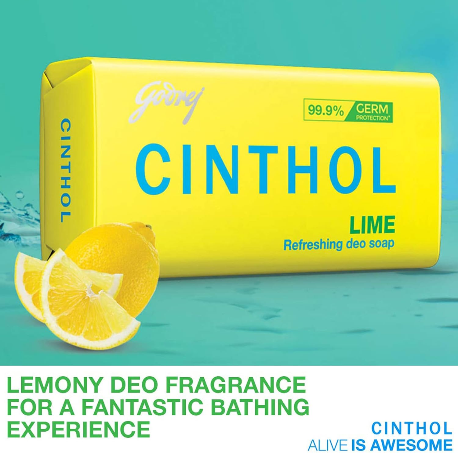 Cinthol Lime Soap, 100G (Pack of 4) with 100G Free image number 1