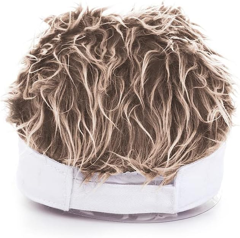 Malaxlx Mens Sun Visors Hat with Fake Spiked Hair Novelty Wig Adjustable Baseball Cap Golf Hat image number 4