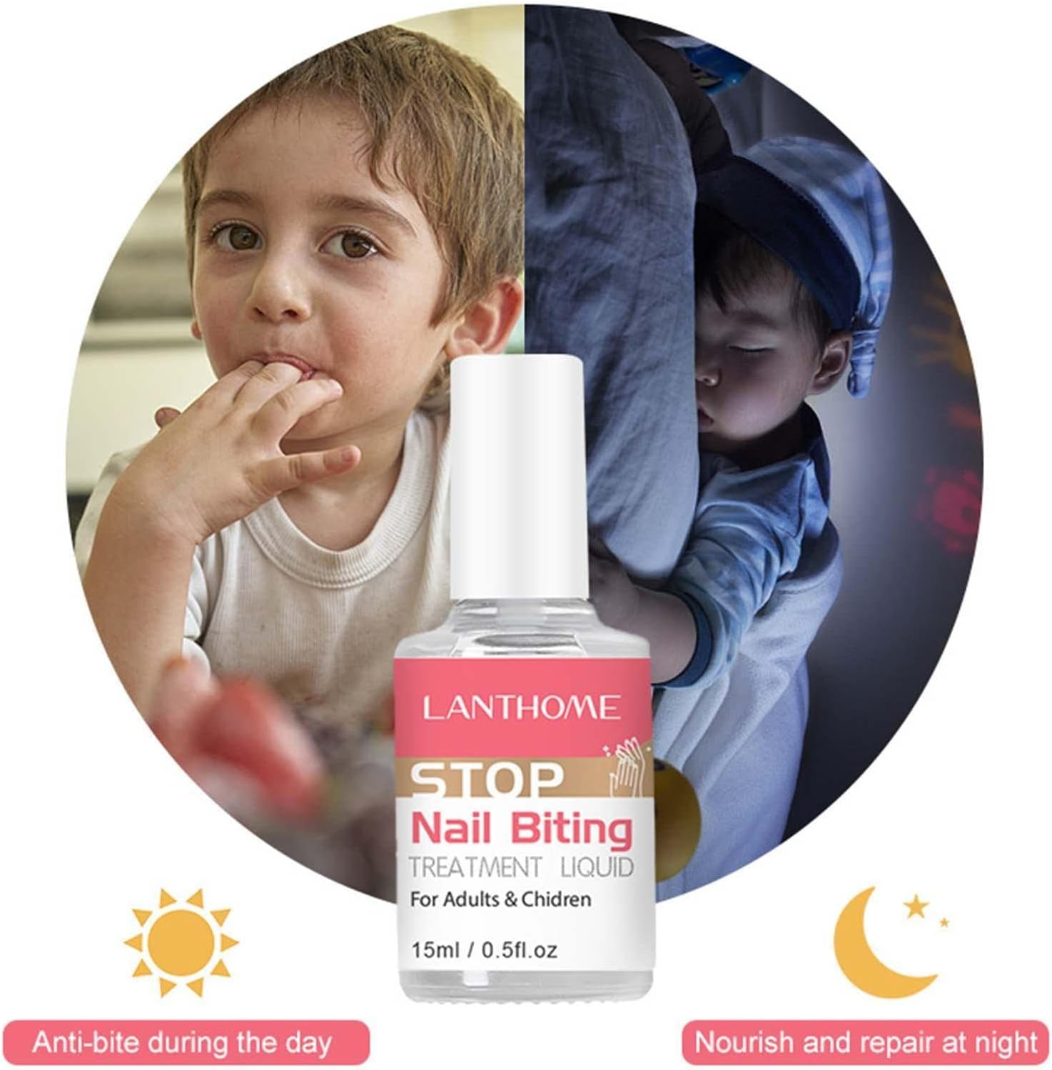 Stop Finger Nail Biting - Stop Deterrents Nail Polish Treats for Kid - No Bite Nail Polish to Help Quit Nail Biting Thumb Sucking for Ages 3+-Year-Old M/B image number 2