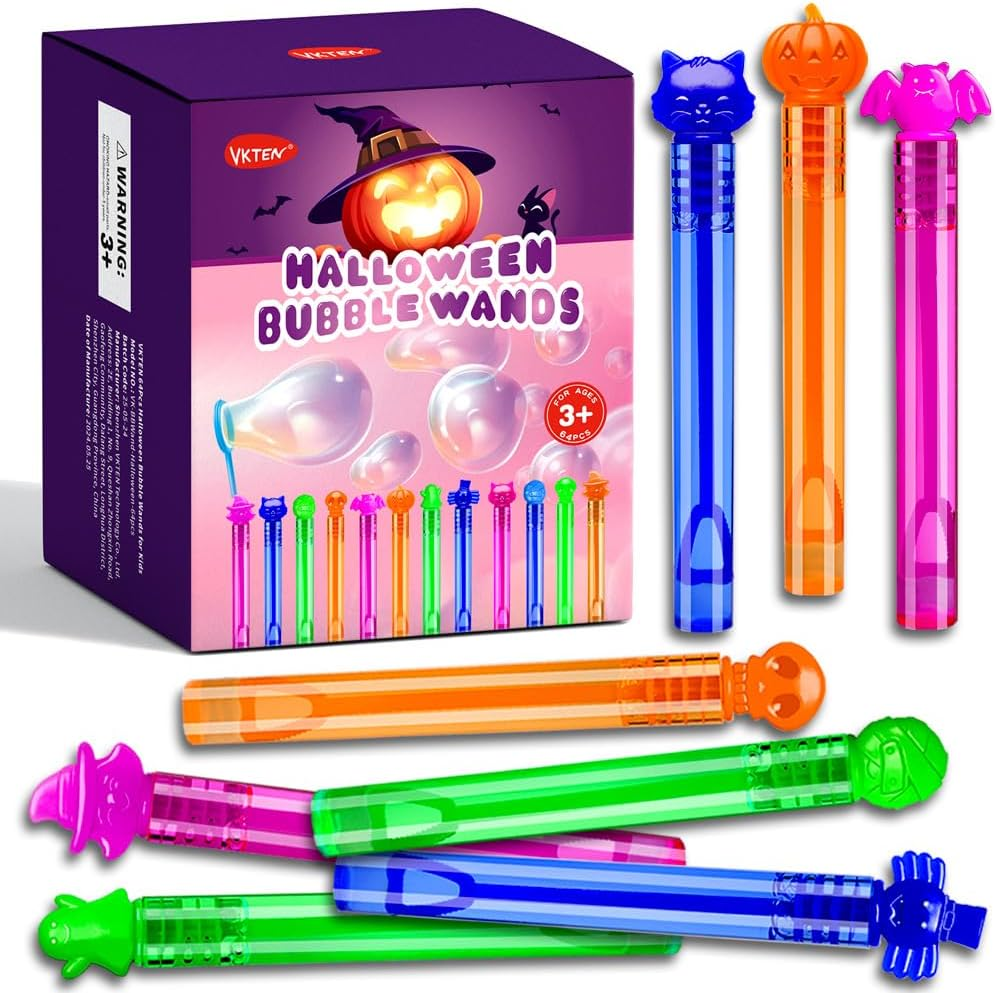 64Pcs Halloween Bubble Wands Mini Bubbles Party Favors for Kids Halloween Party Favors Halloween Treat Bag Stuffers Goody Bag Filler Halloween Treats Prizes image number 2