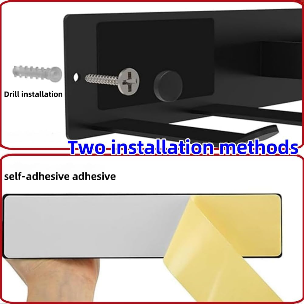 Black Hair Dryer Stand, Wall-Mounted Hair Dryer Station Accessories, Bathroom Hair Care Tool Organizer, Multi-Functional Space Storage Stand image number 1