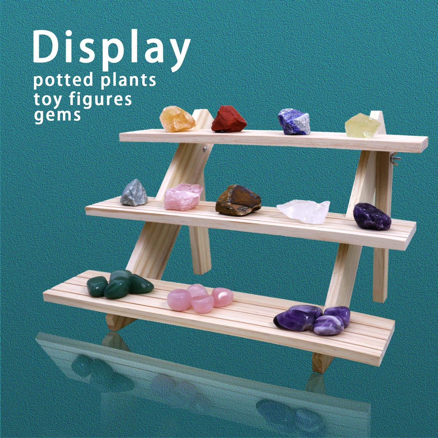3 Tier Earring Display Stands for Selling, Retail Display Riser Earring, Ring Holder Stand, Removable Countertop Small Merchandise Display Stand, for Figures,Cupcake, Photo (Wood Color) image number 5