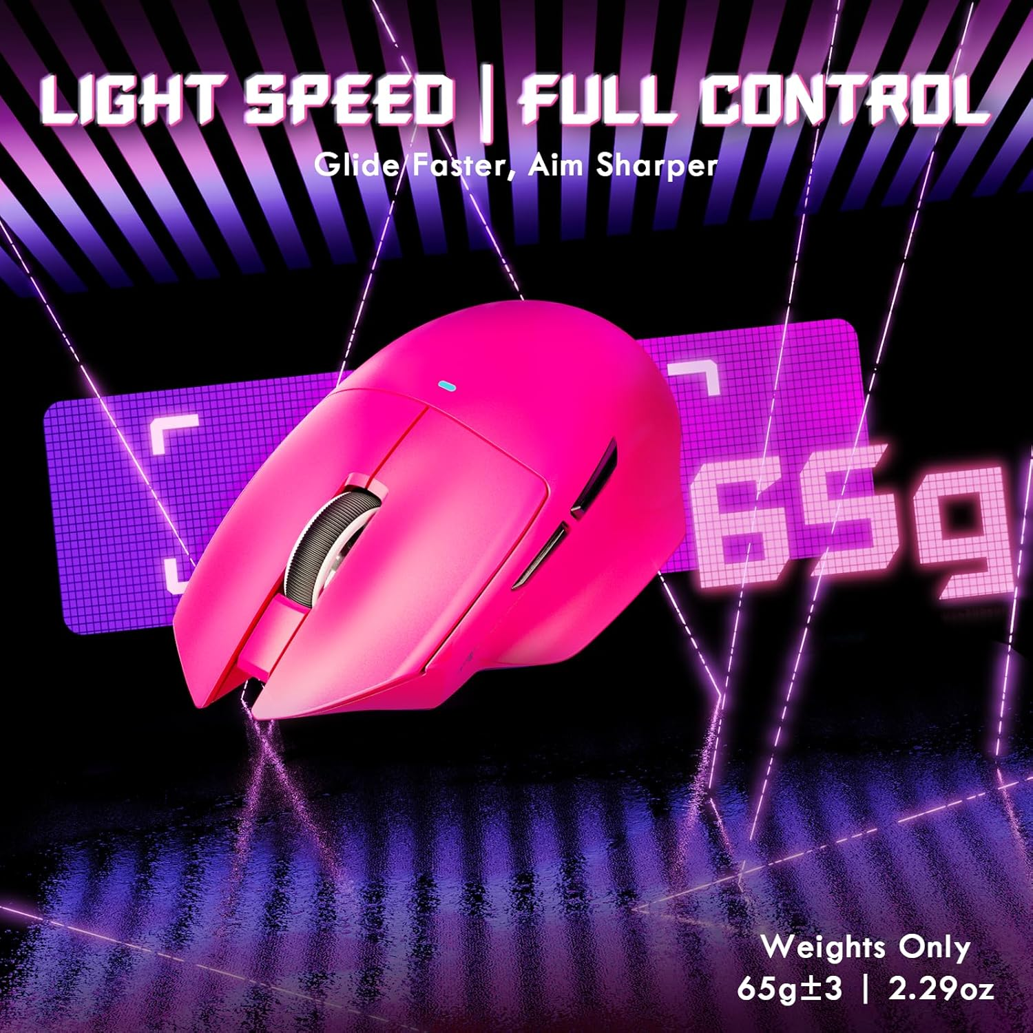 ATTACK SHARK V6 65G Superlight Wireless Gaming Mouse with RGB Magnetic Charging Dock,Bt/2.4Ghz Wireless/Wired Mouse 1K Polling,Pixart PAW3311 Sensor,25K Dpi,Office Gamer Mice for Pc/Win/Mac(Rose) - A-White image number 7